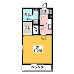 ラ・ヴィータ2 1Kの間取図画像