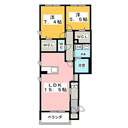 プロヌーブ井之口 2LDKの間取図画像