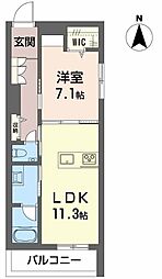 シャーメゾン国府宮駅前 1LDKの間取図画像