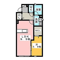 ユアメゾン須ヶ口C棟 1LDKの間取図画像
