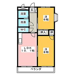 キャッスル上条 2LDKの間取図画像