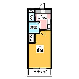 パインハイツ 1Kの間取図画像