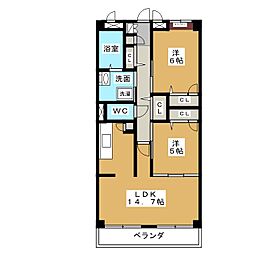 ルミエール 2LDKの間取図画像