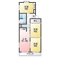 ニューライフ宮重 3LDKの間取図画像