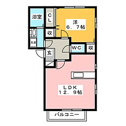 ルミエール清洲A棟 1LDKの間取図画像