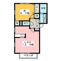 ルミエール清洲A棟 1LDKの間取図画像