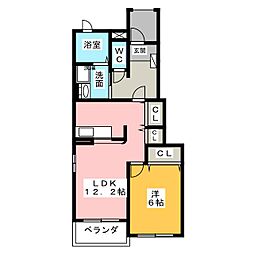 ミルト2 1LDKの間取図画像