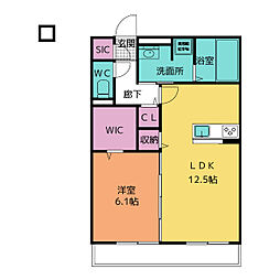 ソルアレイみやび 1LDKの間取図画像