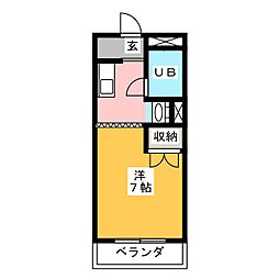 メゾンマルキ ワンルームの間取図画像