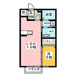 モナリエ大和 1LDKの間取図画像