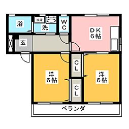 コーポ城西1 2DKの間取図画像