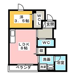 アクロスモモ 1LDKの間取図画像