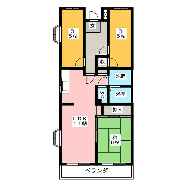 クレール壱番館 ｜愛知県小牧市大字東田中(賃貸マンション3LDK・4階・67.43㎡)の写真 その2