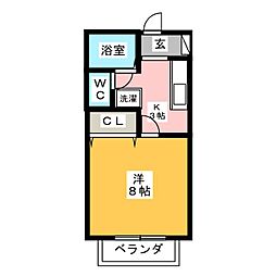 サン・ｆｒｉｅｎｄｓＫＯＭＡＫＩ　II 1階1Kの間取り