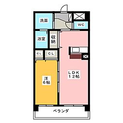 グランコート小木 1階1LDKの間取り