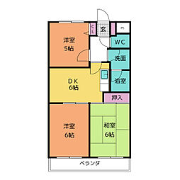 サンパーク伊藤 2階3DKの間取り