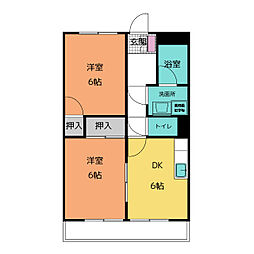 ガーデン康舟 2DKの間取図画像