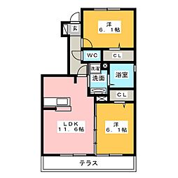 ベルデュール 2LDKの間取図画像