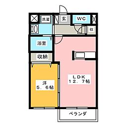 アメージングA棟 1LDKの間取図画像