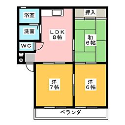 ドミールかねまつ 3DKの間取図画像
