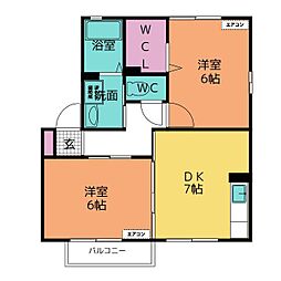 アゼリアコート・友 2DKの間取図画像
