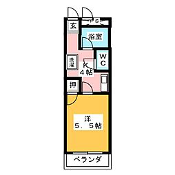 センチュリーハイツ 1Kの間取図画像