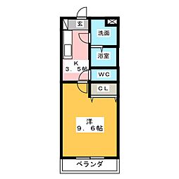 サワセリエ中央 1Kの間取図画像