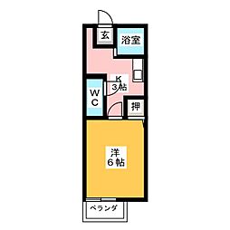 イーストハイツ 1Kの間取図画像