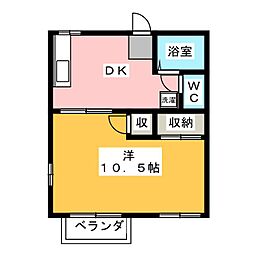 フォーヴルはな 1DKの間取図画像