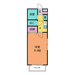 リバティ倉知 1Kの間取図画像