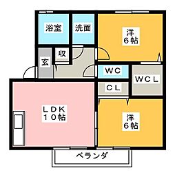 クレッシェンド 2LDKの間取図画像