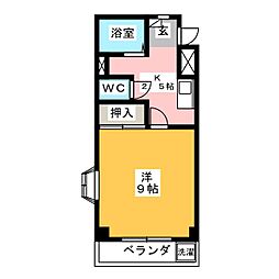 メルベーユ中央 1Kの間取図画像