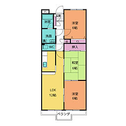ベルメゾン 4階3LDKの間取り
