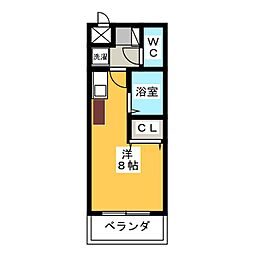 グランデュール56 5階ワンルームの間取り