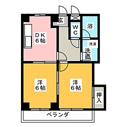 サンシャイン幸 1階2DKの間取り