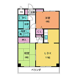 キングリー 2階2LDKの間取り