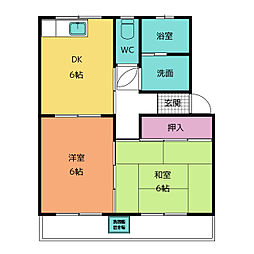 アムールシティ 3階2DKの間取り