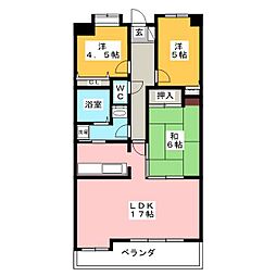 ユーハウス知立重原 4階3LDKの間取り