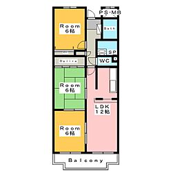 ベルメゾン 3階3LDKの間取り