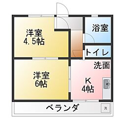 コーポ成田 2Kの間取図画像