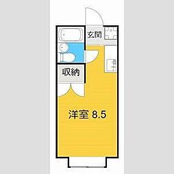 クレストコートC ワンルームの間取図画像