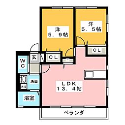 アンティーク2 2LDKの間取図画像