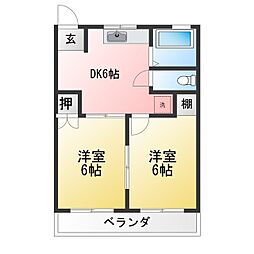 アドバンス小林 2DKの間取図画像