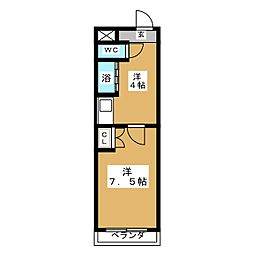 アイルーム 1Kの間取図画像
