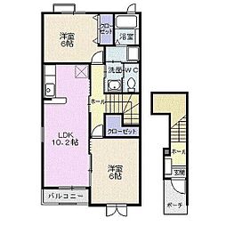 プリンセスガーデン2 2LDKの間取図画像