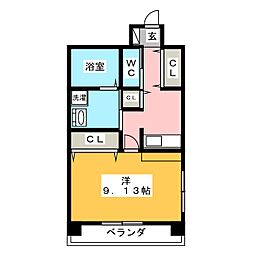 さるびあ牛田 1Kの間取図画像