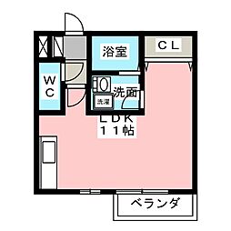 メープルA長篠 ワンルームの間取図画像