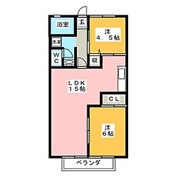 ドミールドルチェ弐番館 2LDKの間取図画像