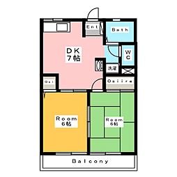 サンライズ 2DKの間取図画像