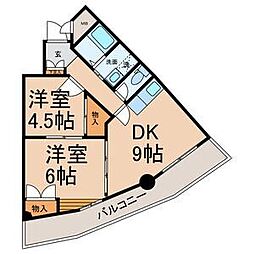 ジュネス保田3 2DKの間取図画像